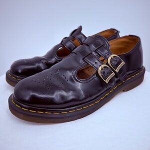 Dr. Martens Double Strap Mary Jane Shoes Brown Leather Size 9